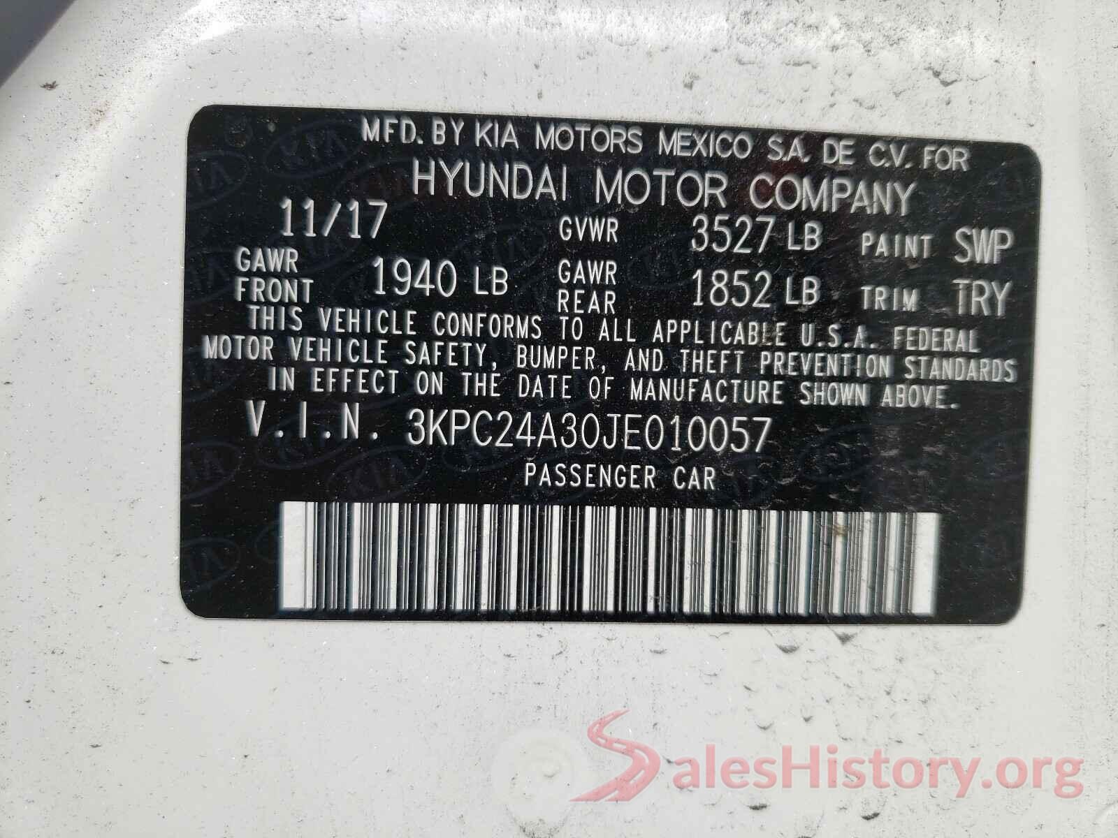 3KPC24A30JE010057 2018 HYUNDAI ACCENT