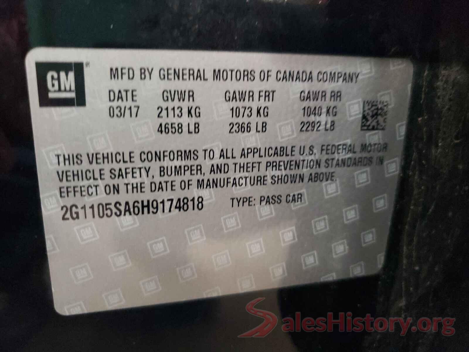 2G1105SA6H9174818 2017 CHEVROLET IMPALA