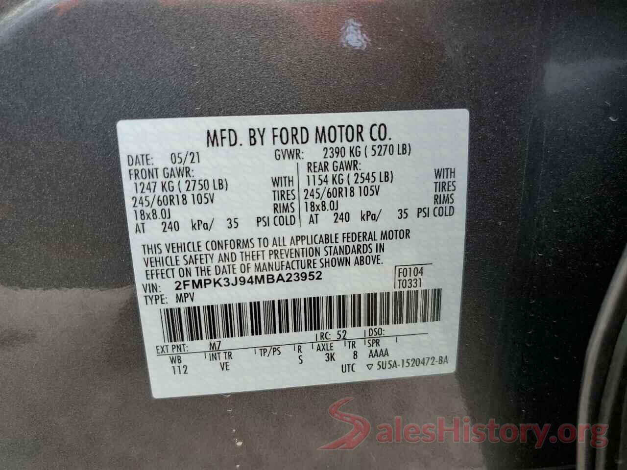 2FMPK3J94MBA23952 2021 FORD EDGE