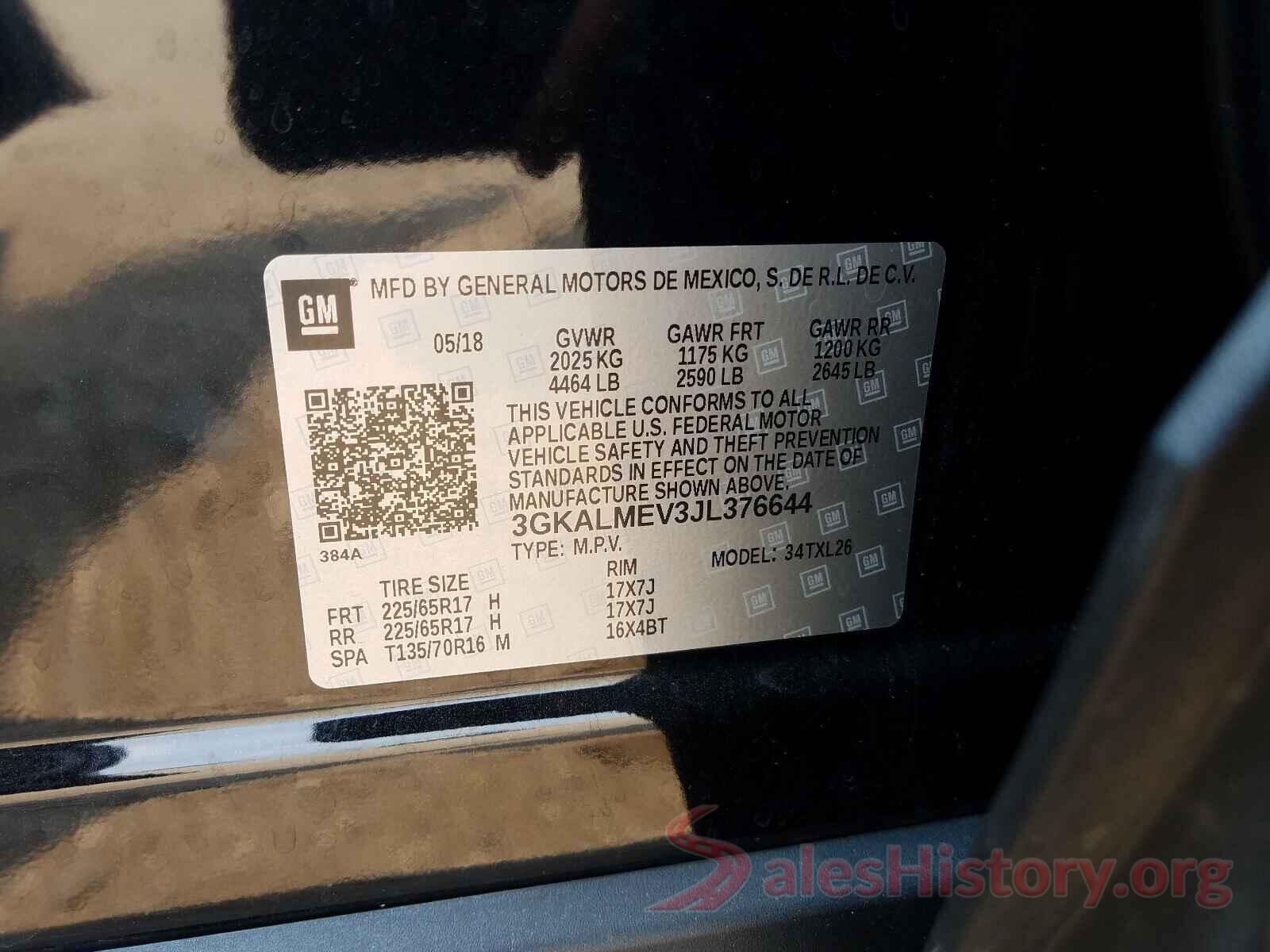 3GKALMEV3JL376644 2018 GMC TERRAIN