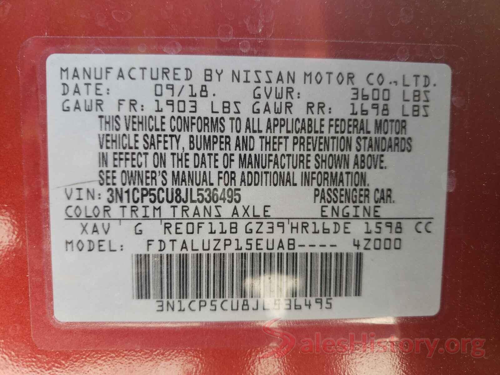 3N1CP5CU8JL536495 2018 NISSAN KICKS