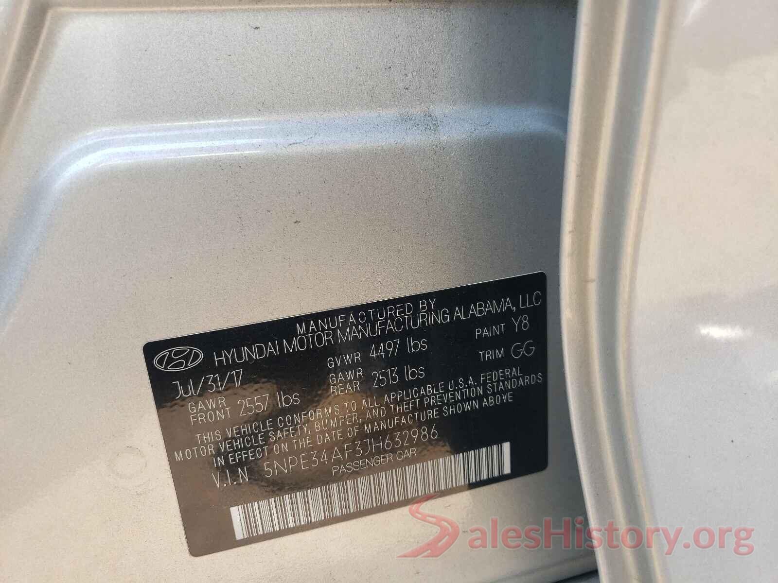 5NPE34AF3JH632986 2018 HYUNDAI SONATA