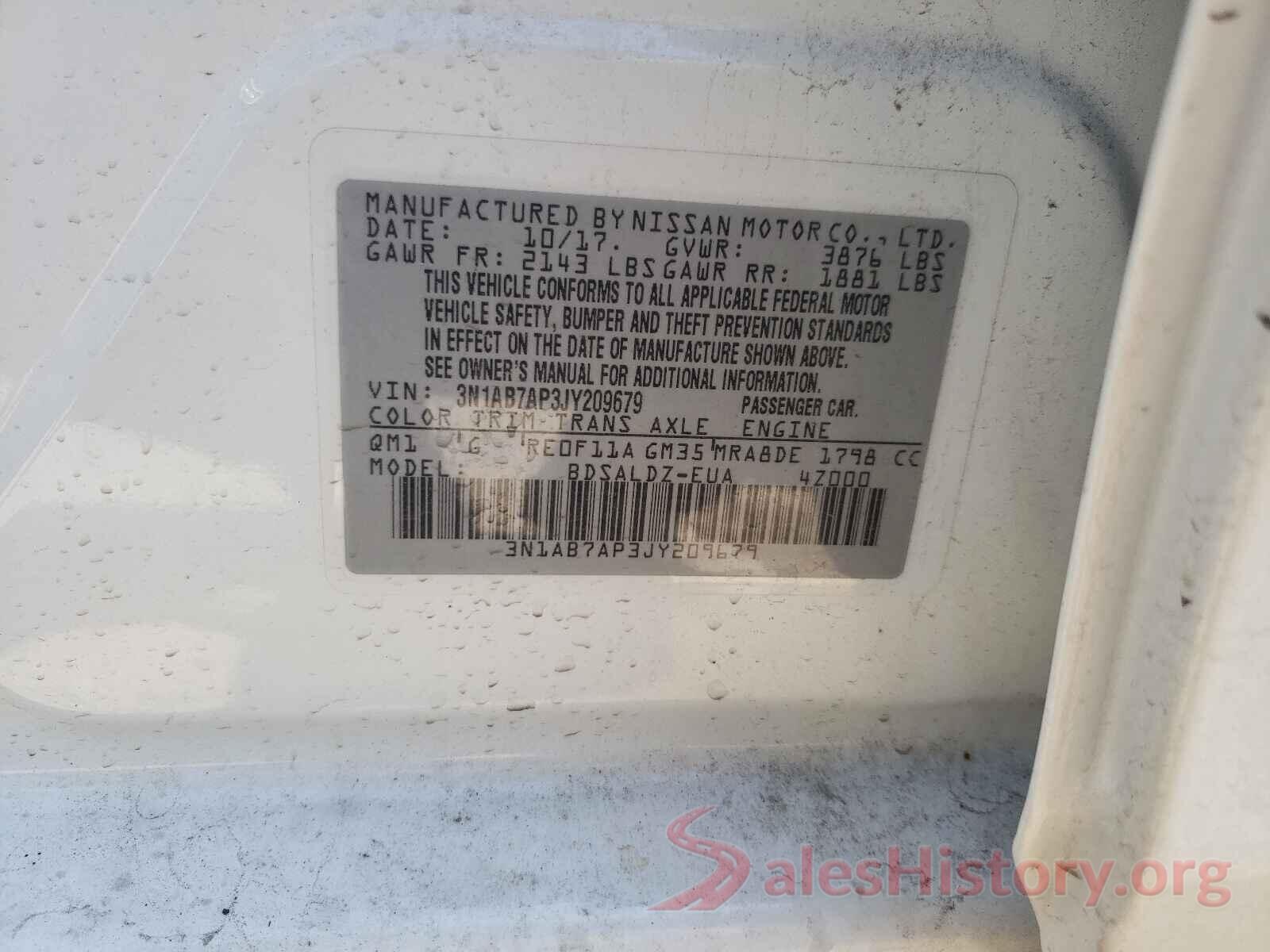 3N1AB7AP3JY209679 2018 NISSAN SENTRA