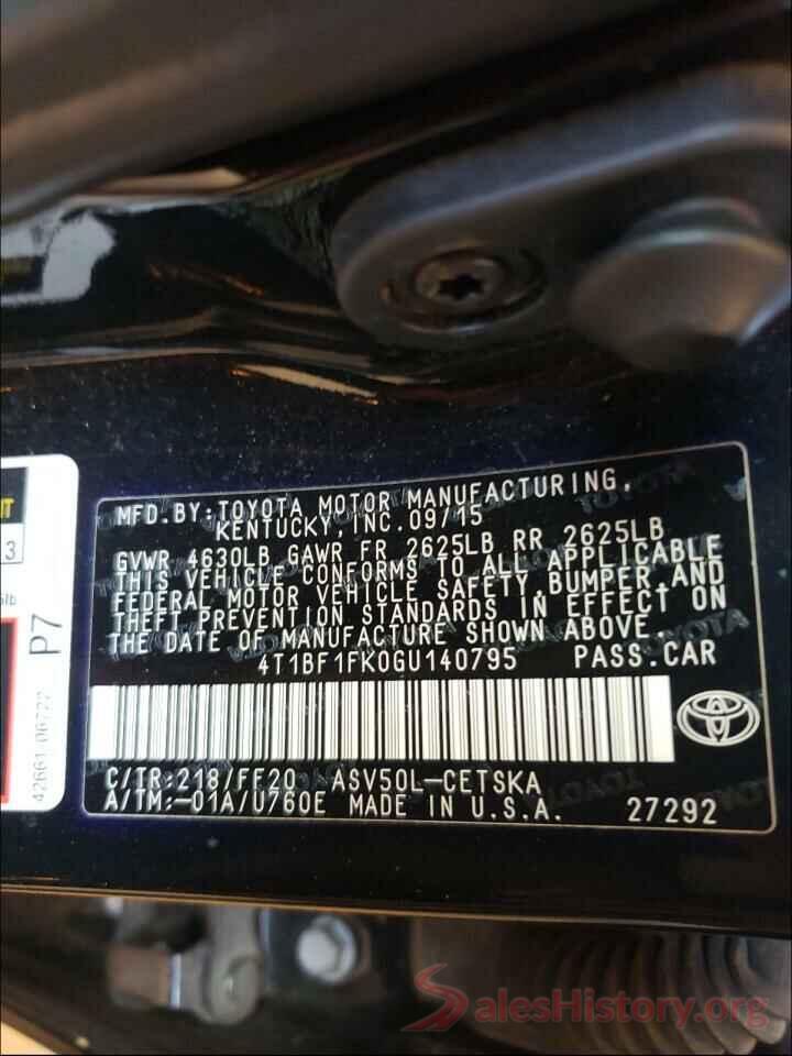 4T1BF1FK0GU140795 2016 TOYOTA CAMRY