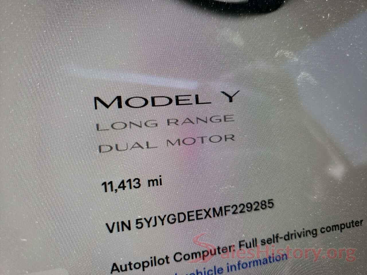 5YJYGDEEXMF229285 2021 TESLA MODEL Y