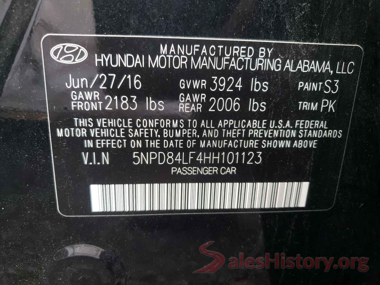 5NPD84LF4HH101123 2017 HYUNDAI ELANTRA