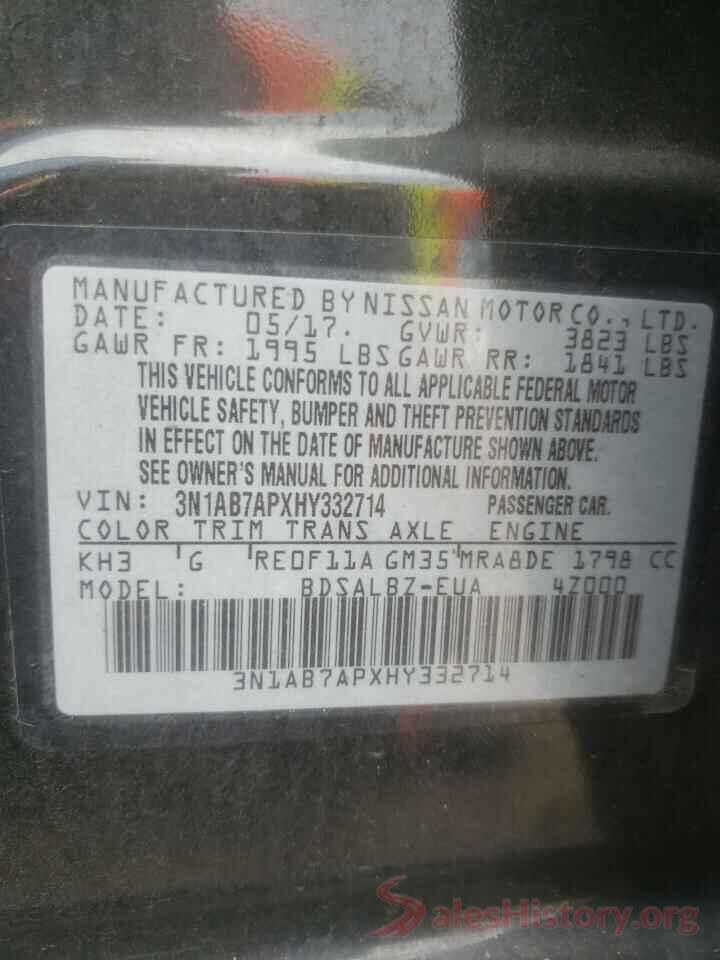 3N1AB7APXHY332714 2017 NISSAN SENTRA