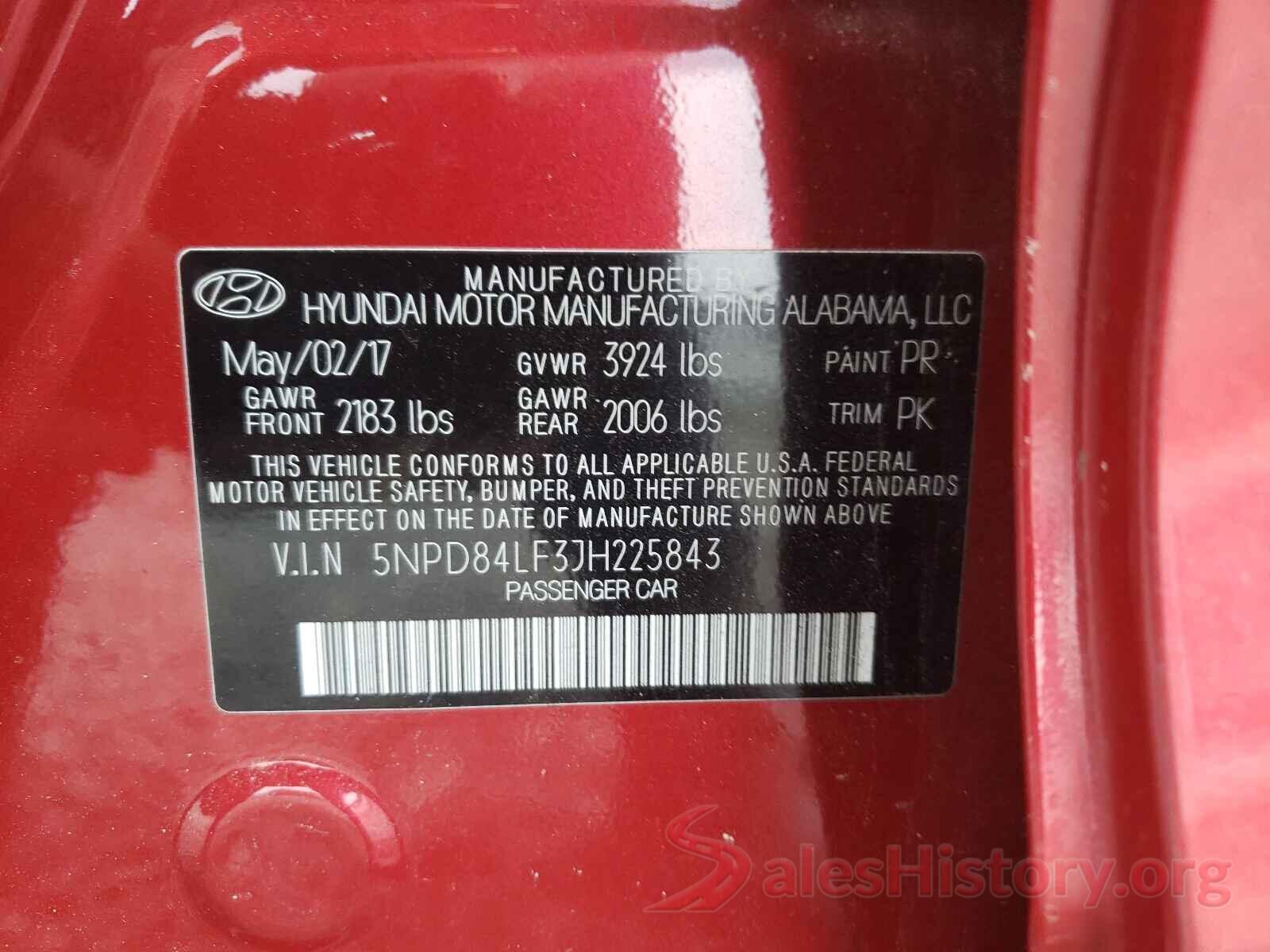 5NPD84LF3JH225843 2018 HYUNDAI ELANTRA