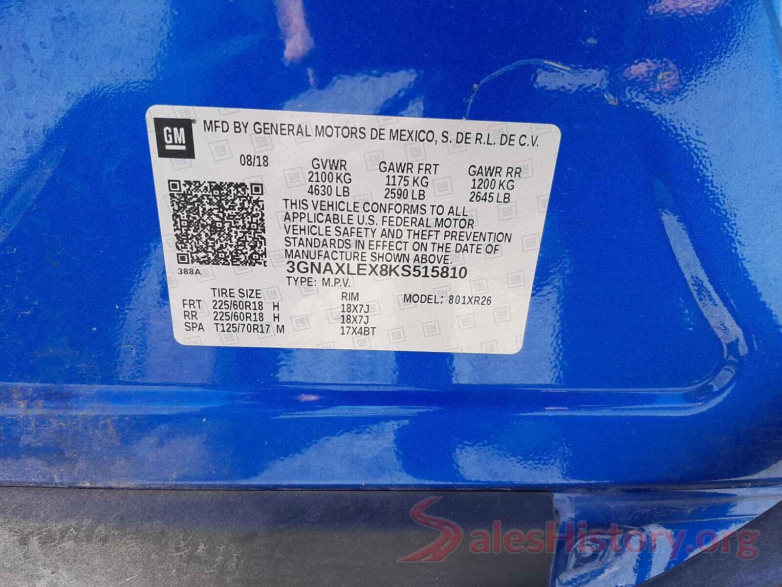 3GNAXLEX8KS515810 2019 CHEVROLET EQUINOX