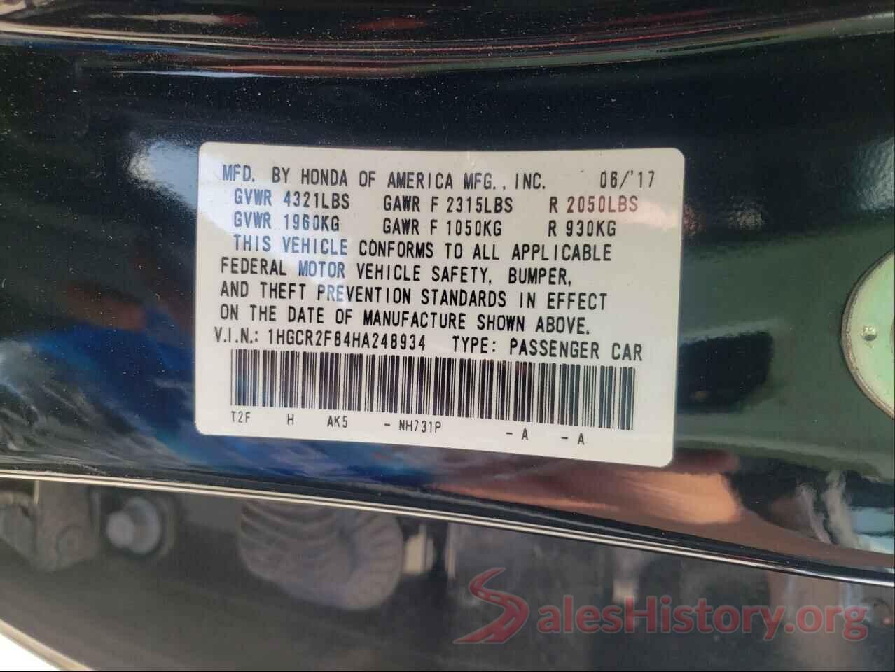 1HGCR2F84HA248934 2017 HONDA ACCORD