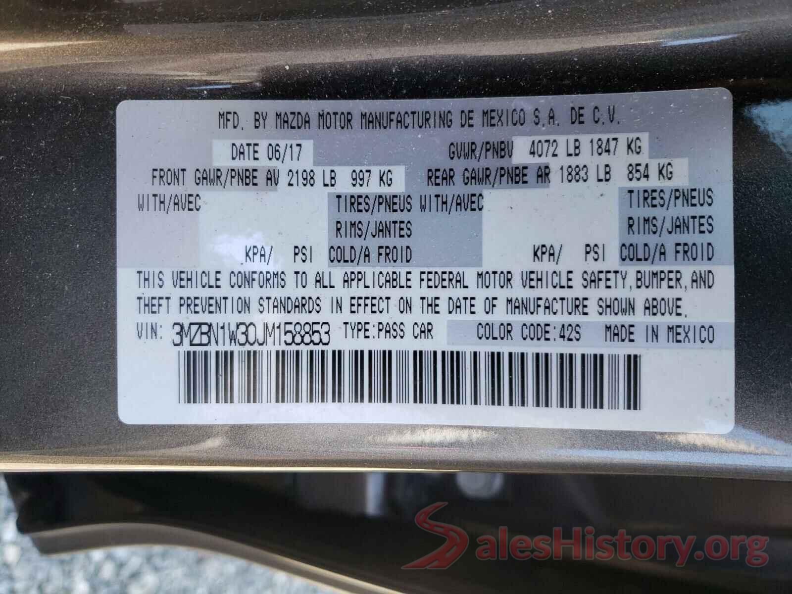 3MZBN1W30JM158853 2018 MAZDA 3