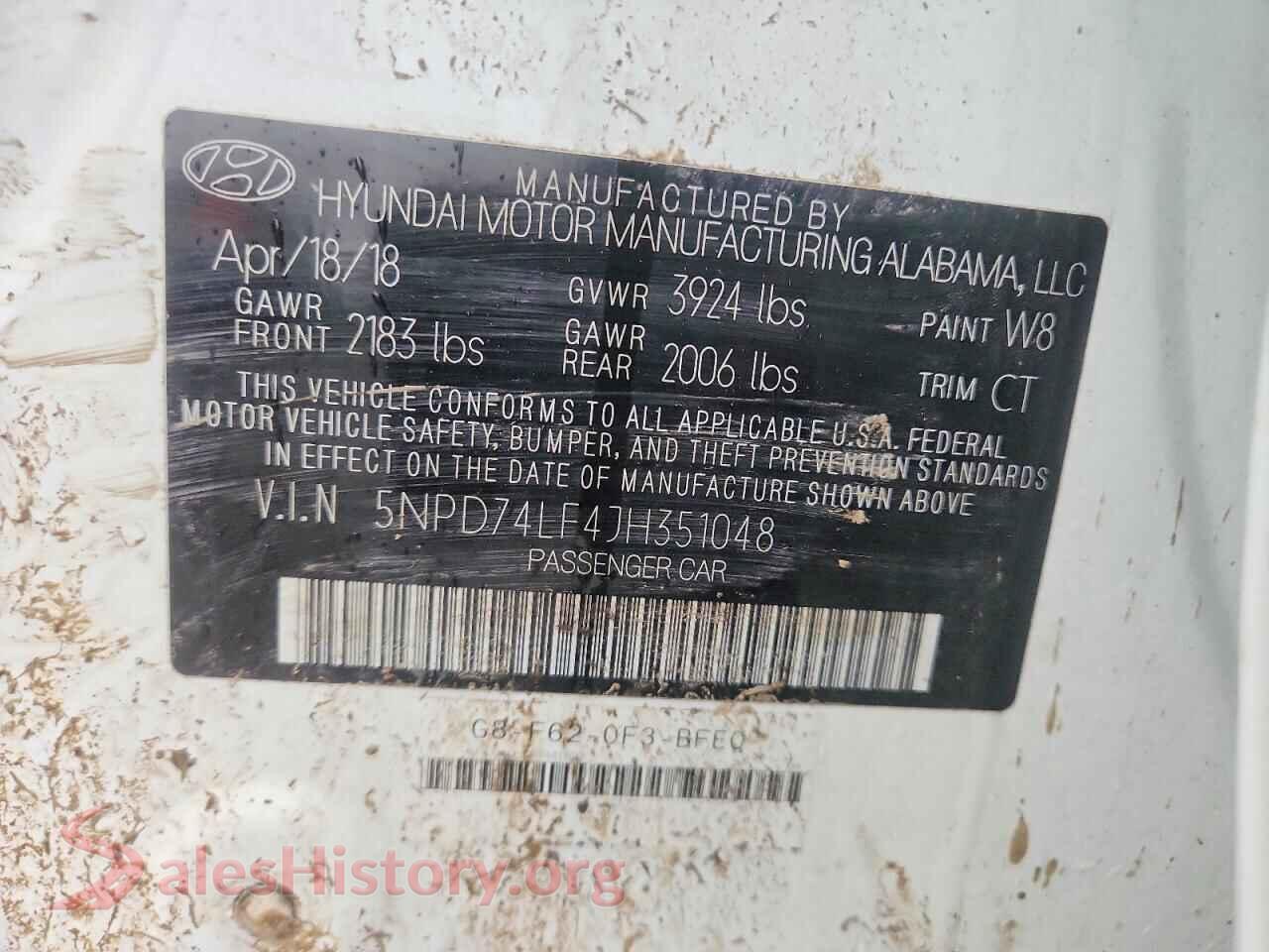 2018 HYUNDAI ELANTRA VIN 5NPD74LF4JH351048, wheel and tire