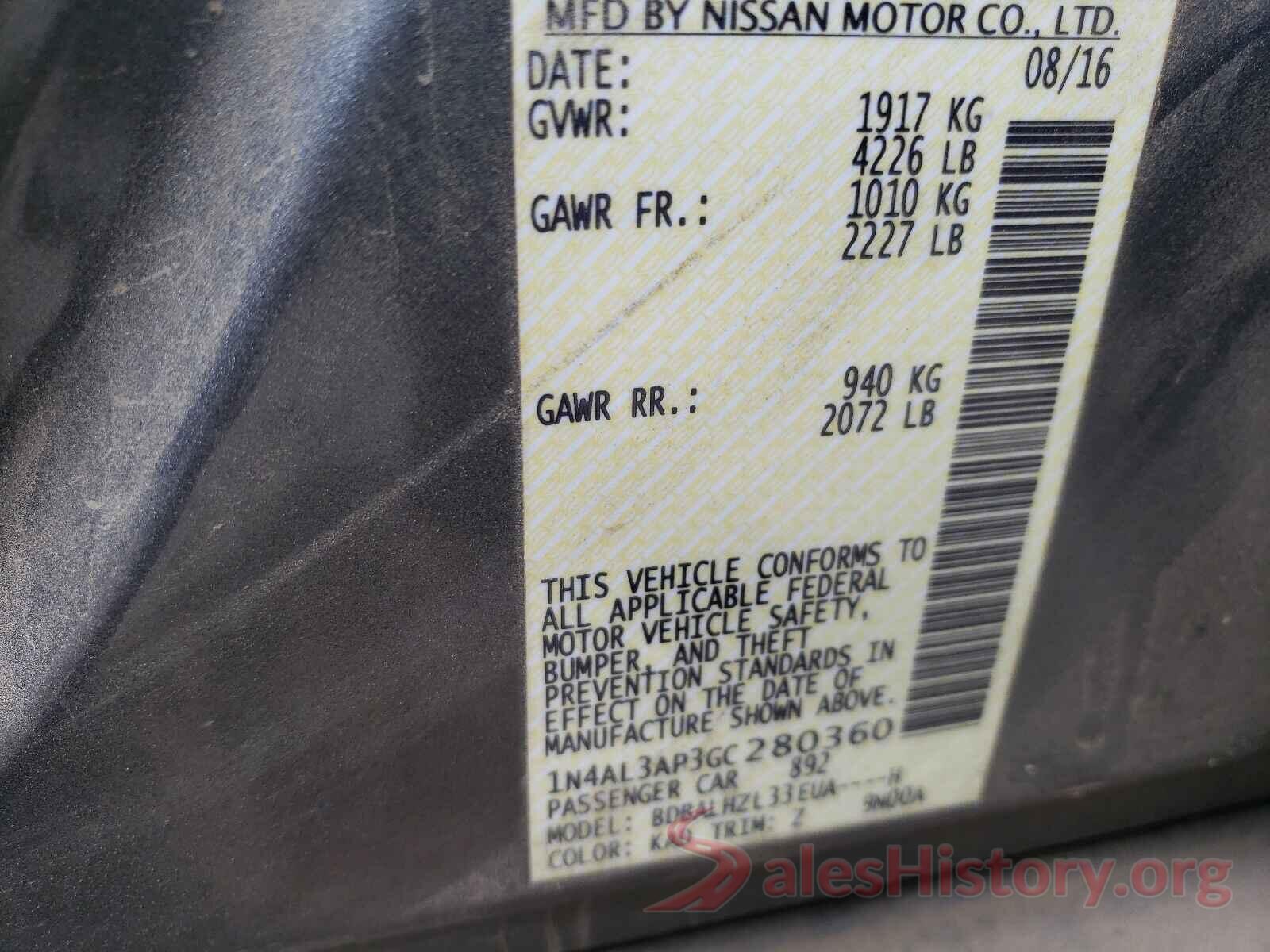 1N4AL3AP3GC280360 2016 NISSAN ALTIMA