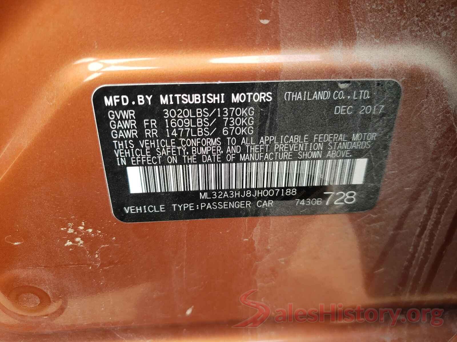 ML32A3HJ8JH007188 2018 MITSUBISHI MIRAGE