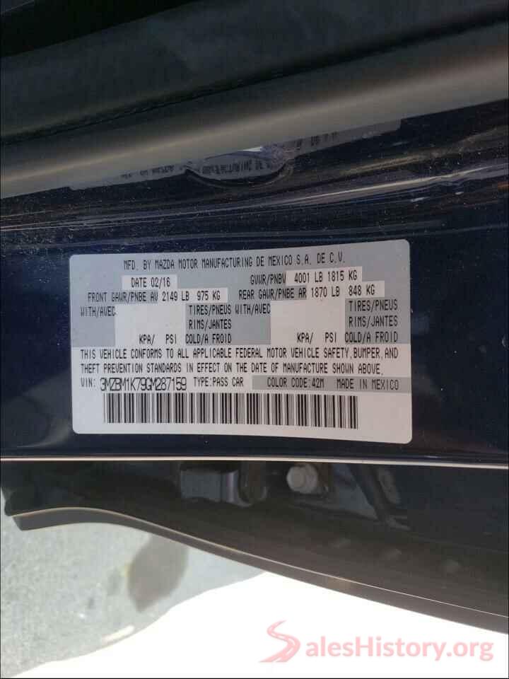 3MZBM1K79GM287159 2016 MAZDA 3