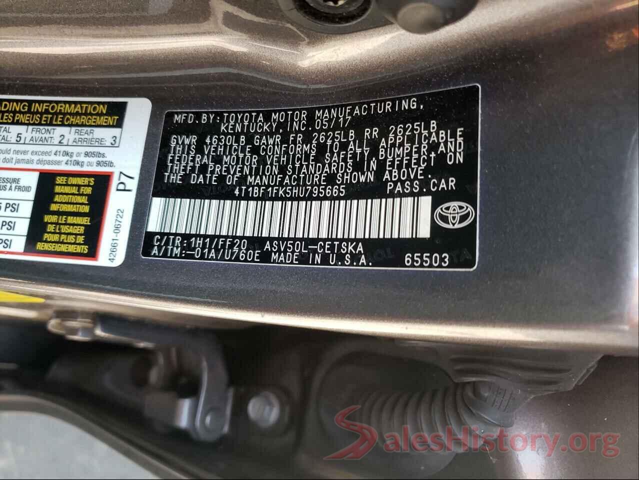 4T1BF1FK5HU795665 2017 TOYOTA CAMRY