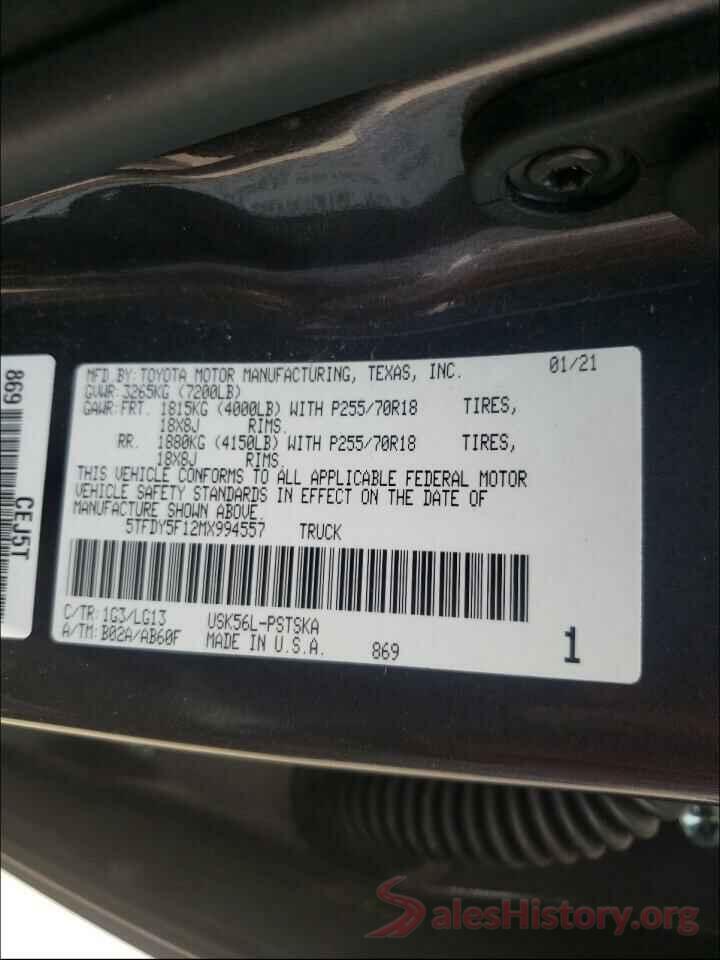 5TFDY5F12MX994557 2021 TOYOTA TUNDRA