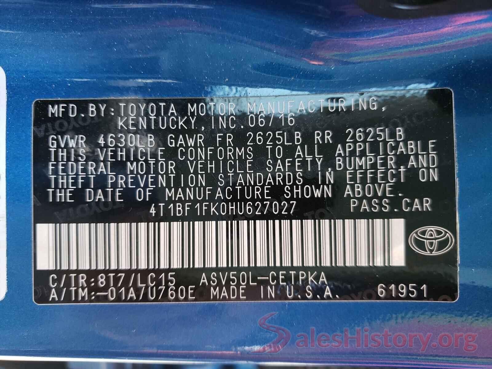 4T1BF1FK0HU627027 2017 TOYOTA CAMRY