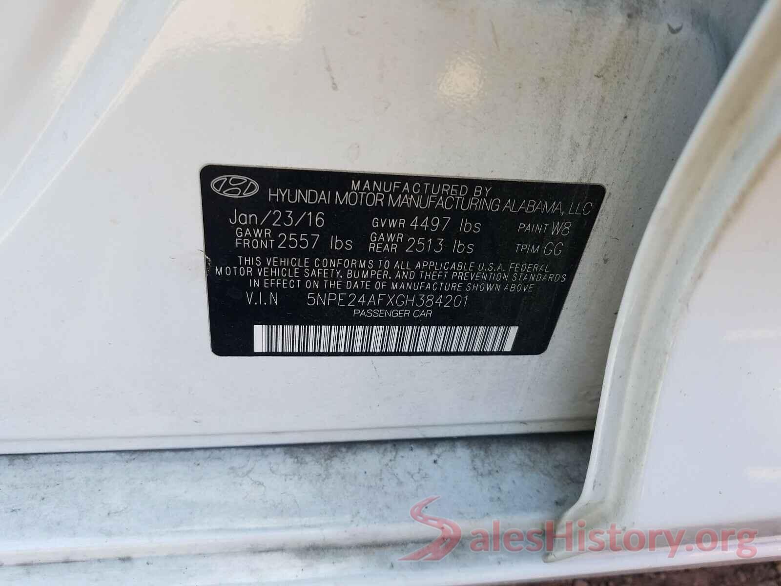 5NPE24AFXGH384201 2016 HYUNDAI SONATA