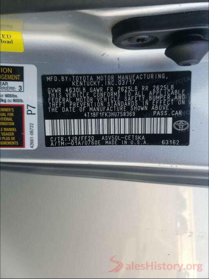 4T1BF1FK3HU758369 2017 TOYOTA CAMRY