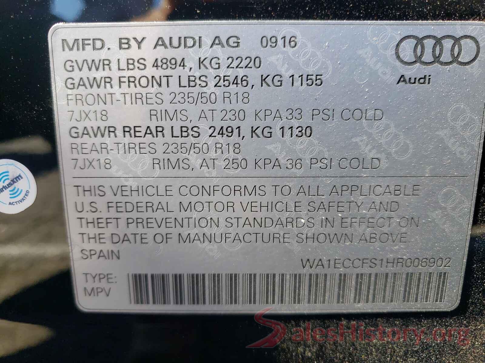 WA1ECCFS1HR006902 2017 AUDI Q3