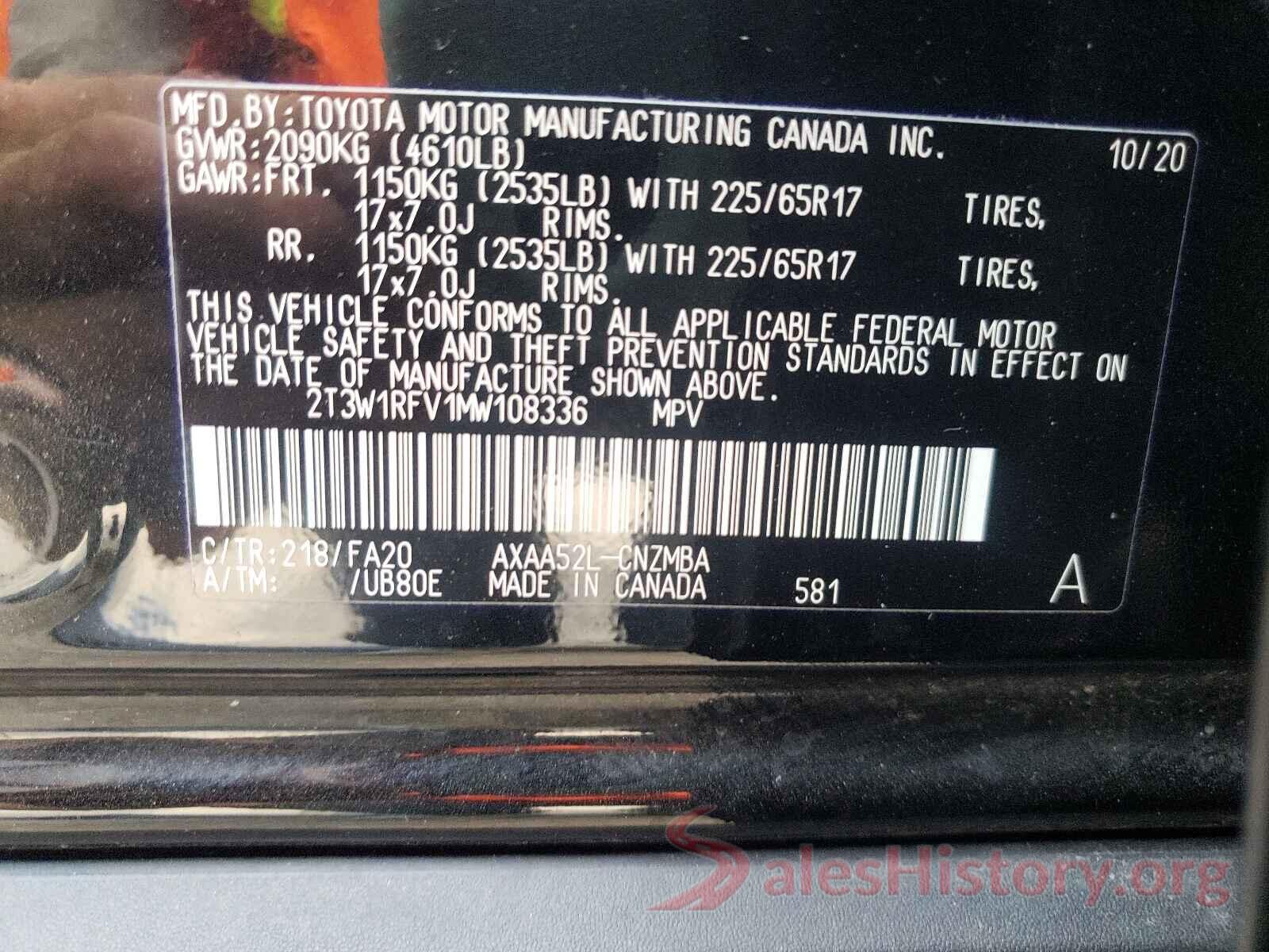 2T3W1RFV1MW108336 2021 TOYOTA RAV4