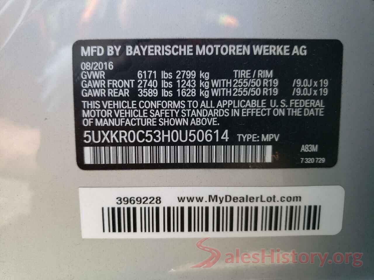 5UXKR0C53H0U50614 2017 BMW X5