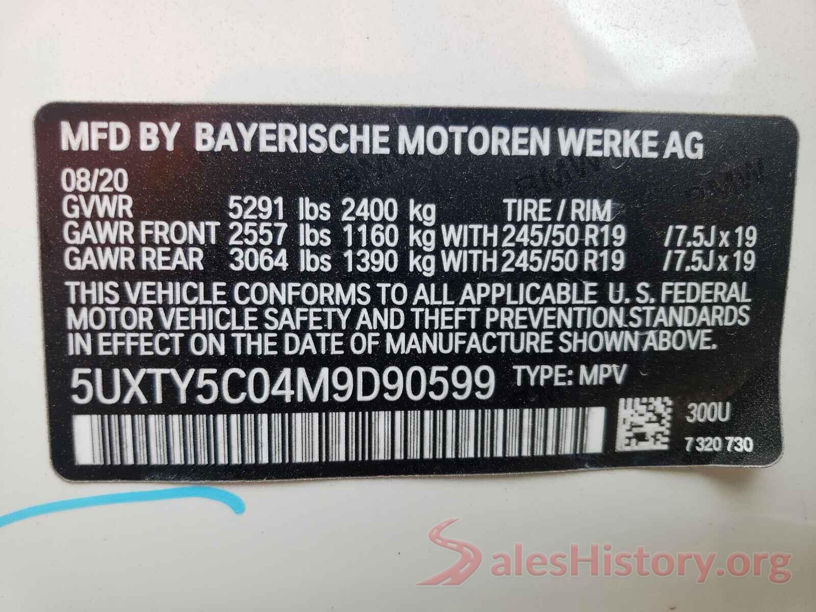 5UXTY5C04M9D90599 2021 BMW X3