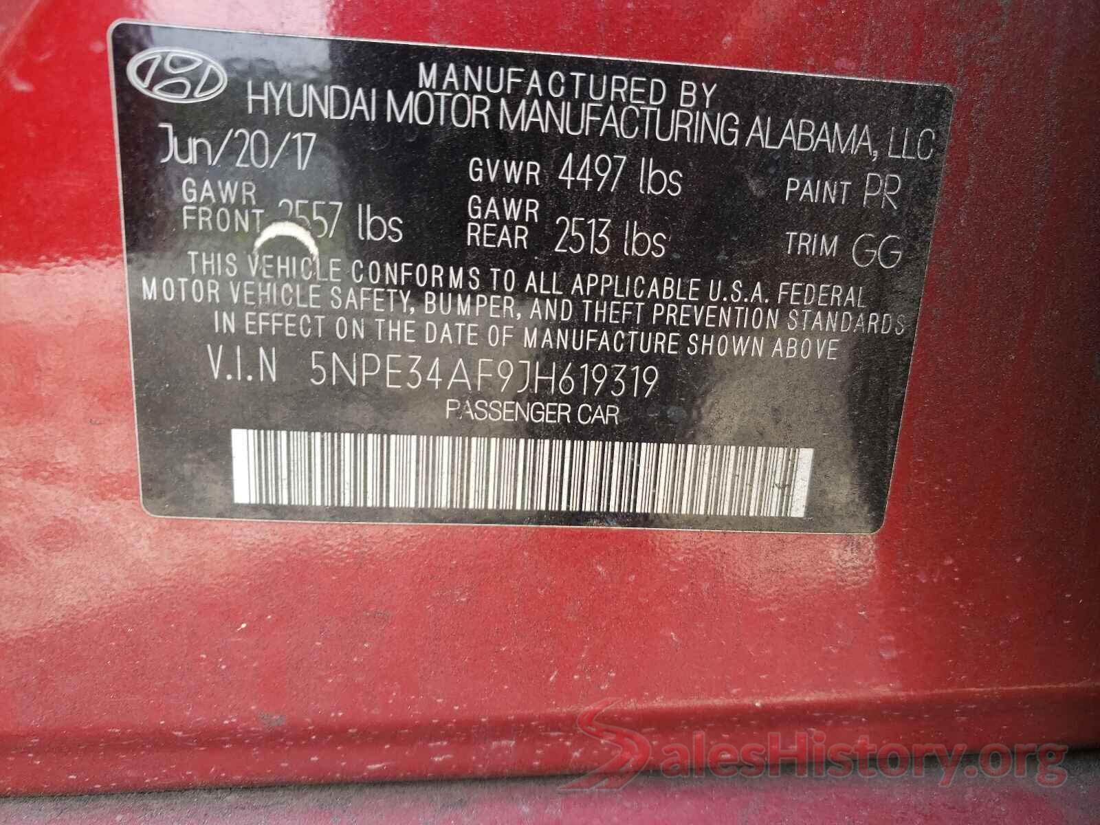 5NPE34AF9JH619319 2018 HYUNDAI SONATA