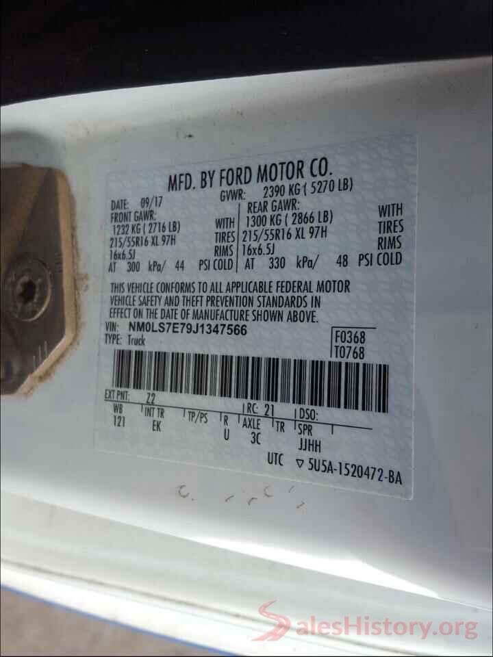 NM0LS7E79J1347566 2018 FORD TRANSIT CO