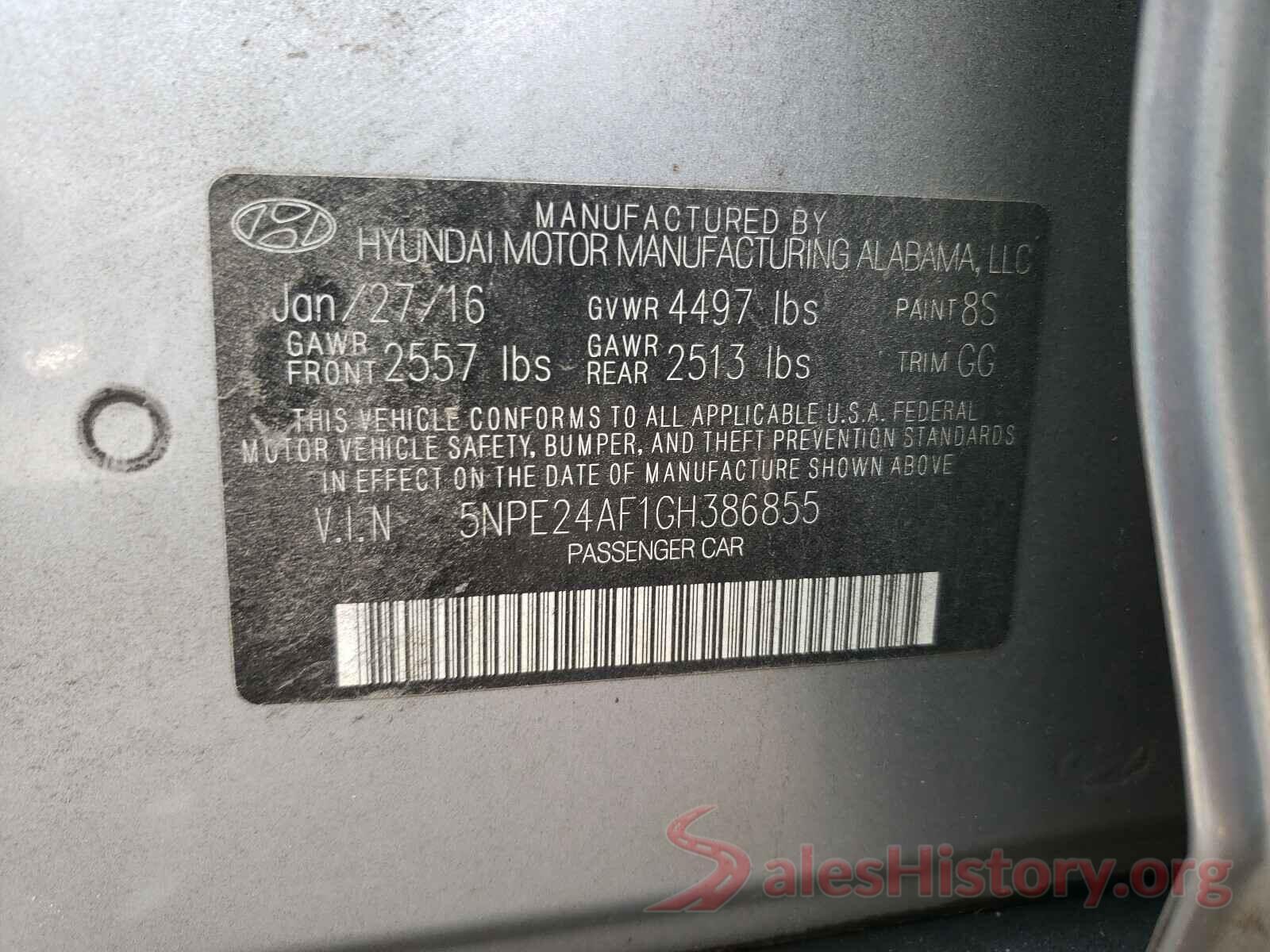 5NPE24AF1GH386855 2016 HYUNDAI SONATA