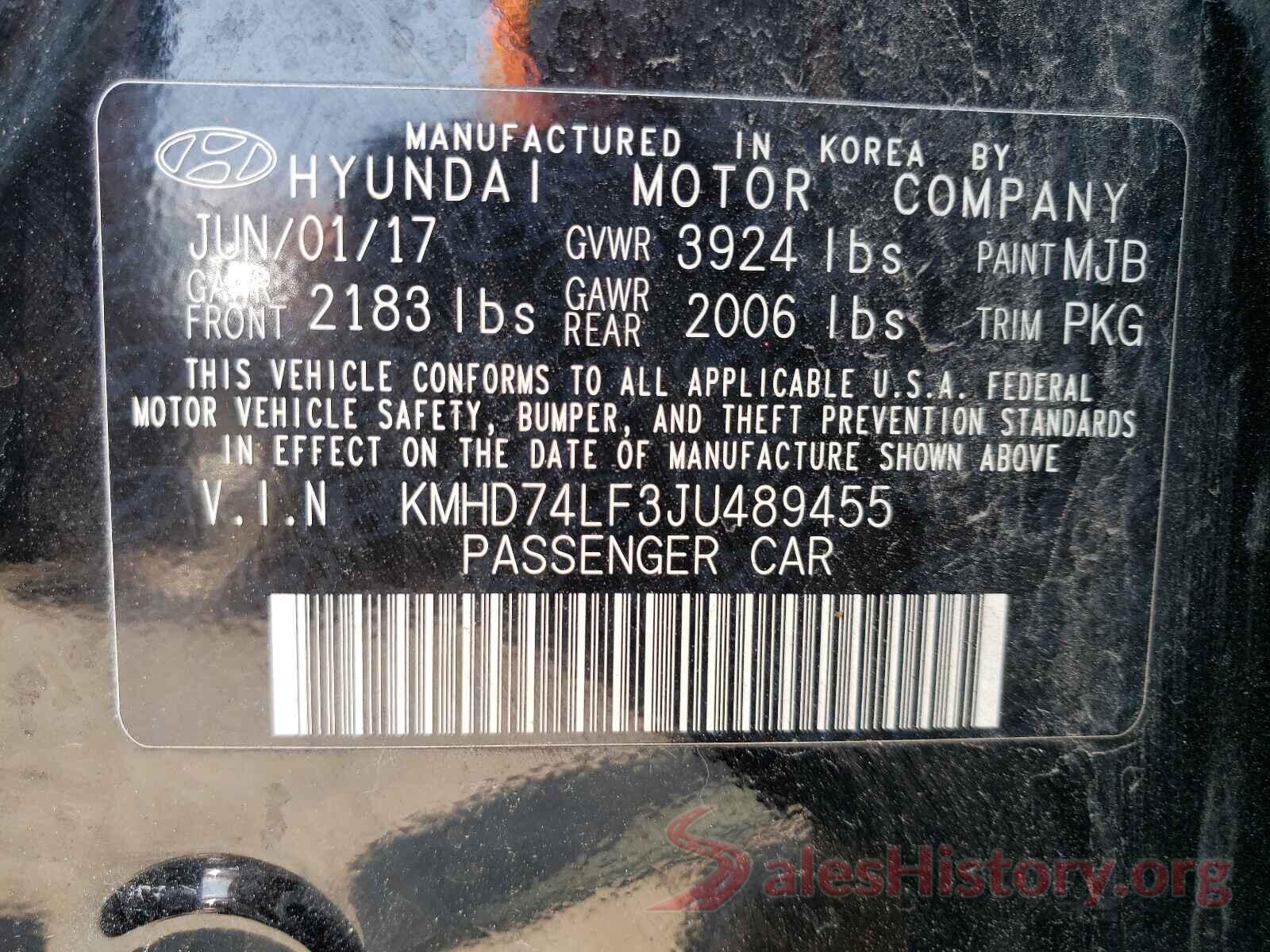 KMHD74LF3JU489455 2018 HYUNDAI ELANTRA