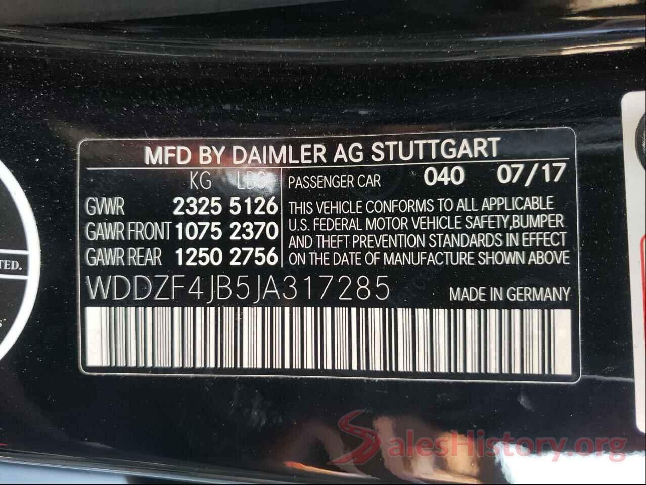 WDDZF4JB5JA317285 2018 MERCEDES-BENZ E-CLASS