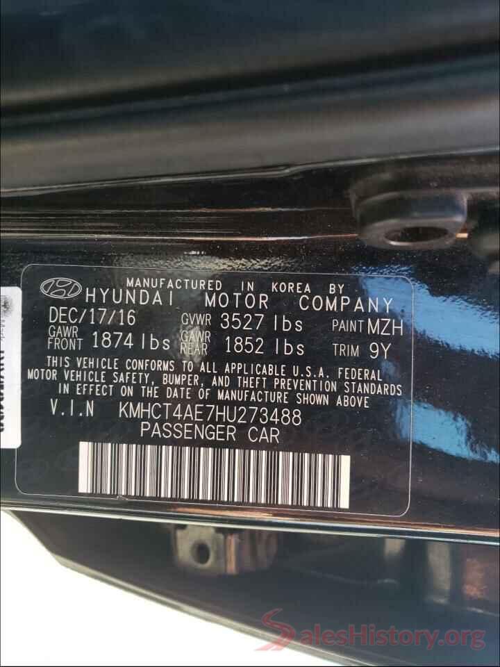 KMHCT4AE7HU273488 2017 HYUNDAI ACCENT