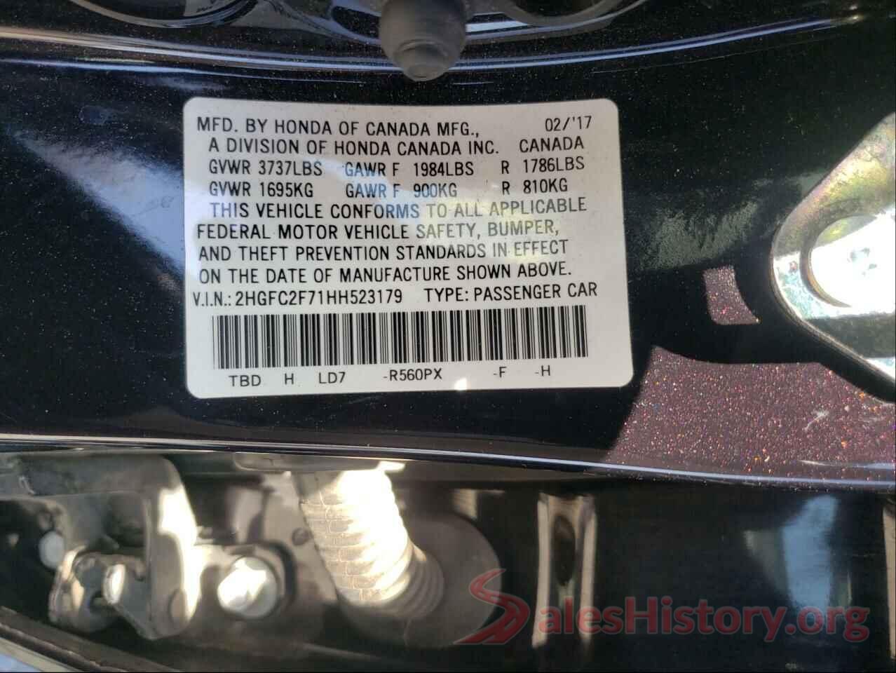 2HGFC2F71HH523179 2017 HONDA CIVIC