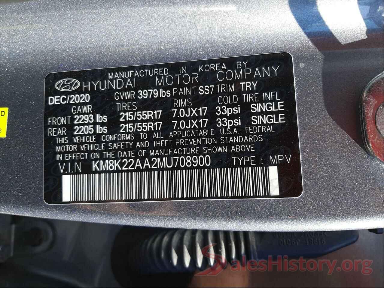 KM8K22AA2MU708900 2021 HYUNDAI KONA