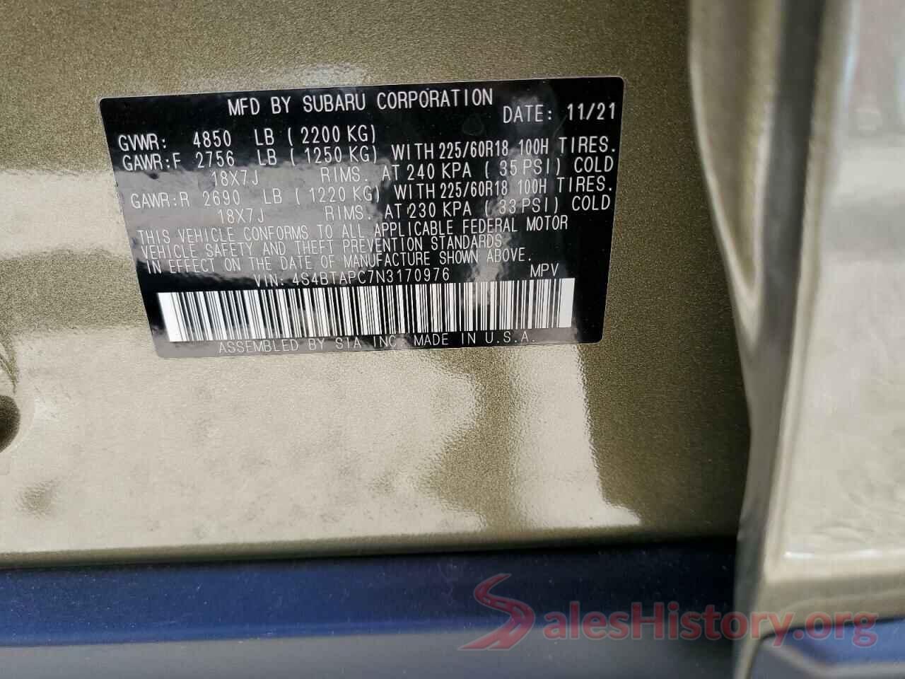 4S4BTAPC7N3170976 2022 SUBARU OUTBACK