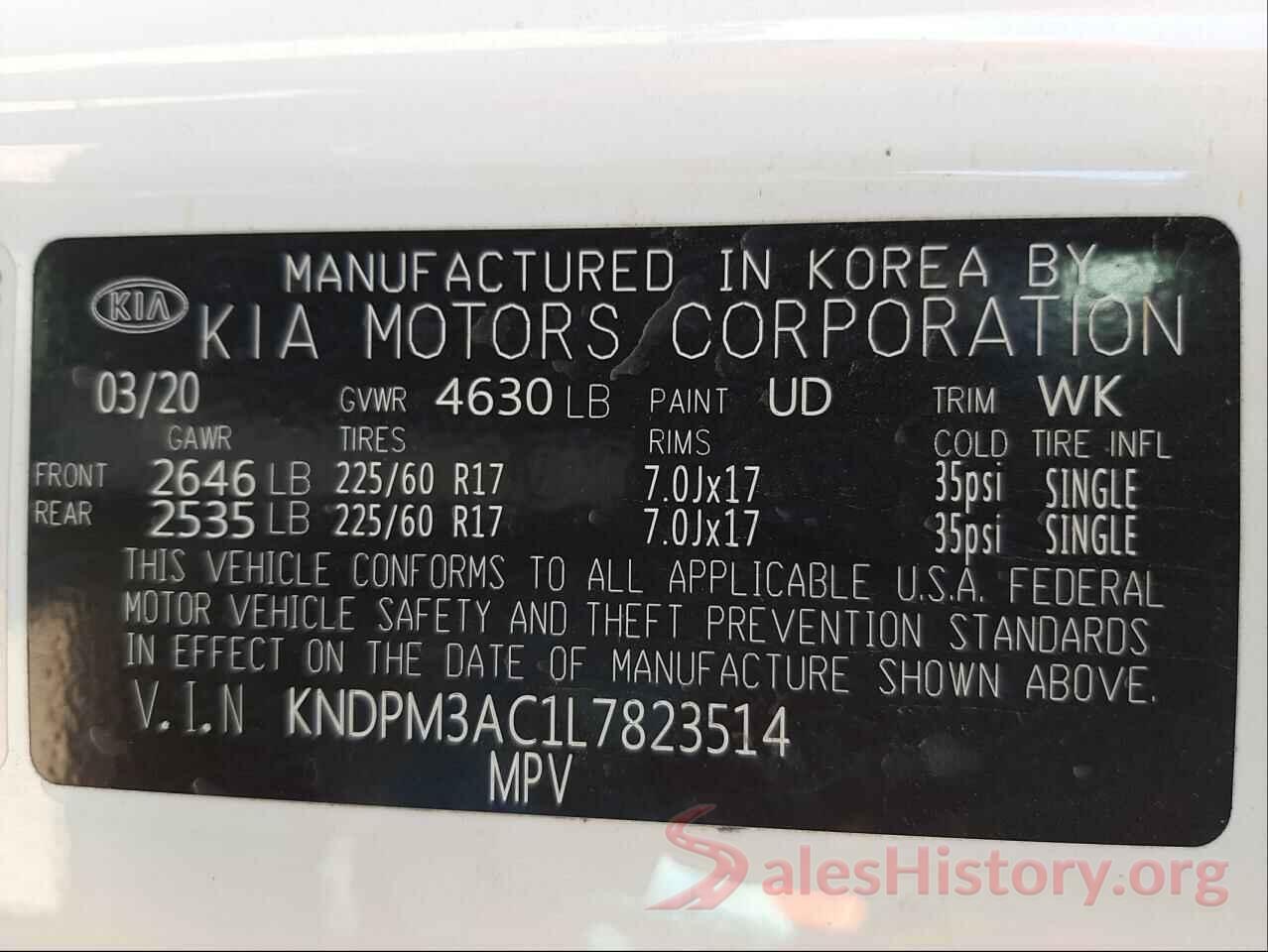 KNDPM3AC1L7823514 2020 KIA SPORTAGE