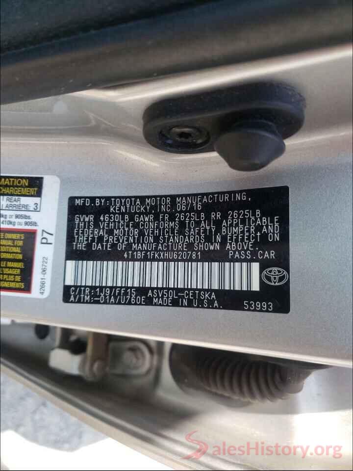 4T1BF1FKXHU620781 2017 TOYOTA CAMRY