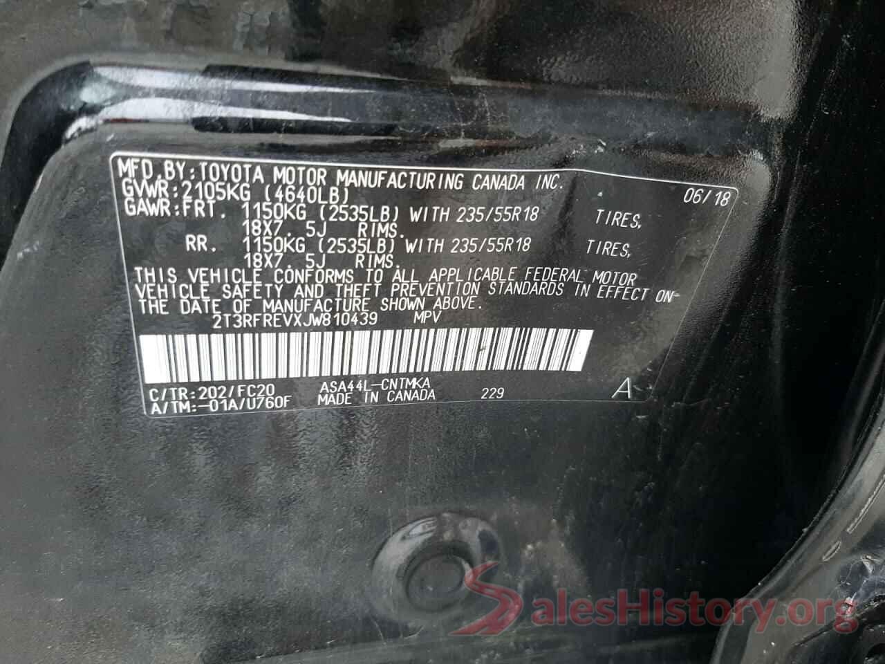 2T3RFREVXJW810439 2018 TOYOTA RAV4