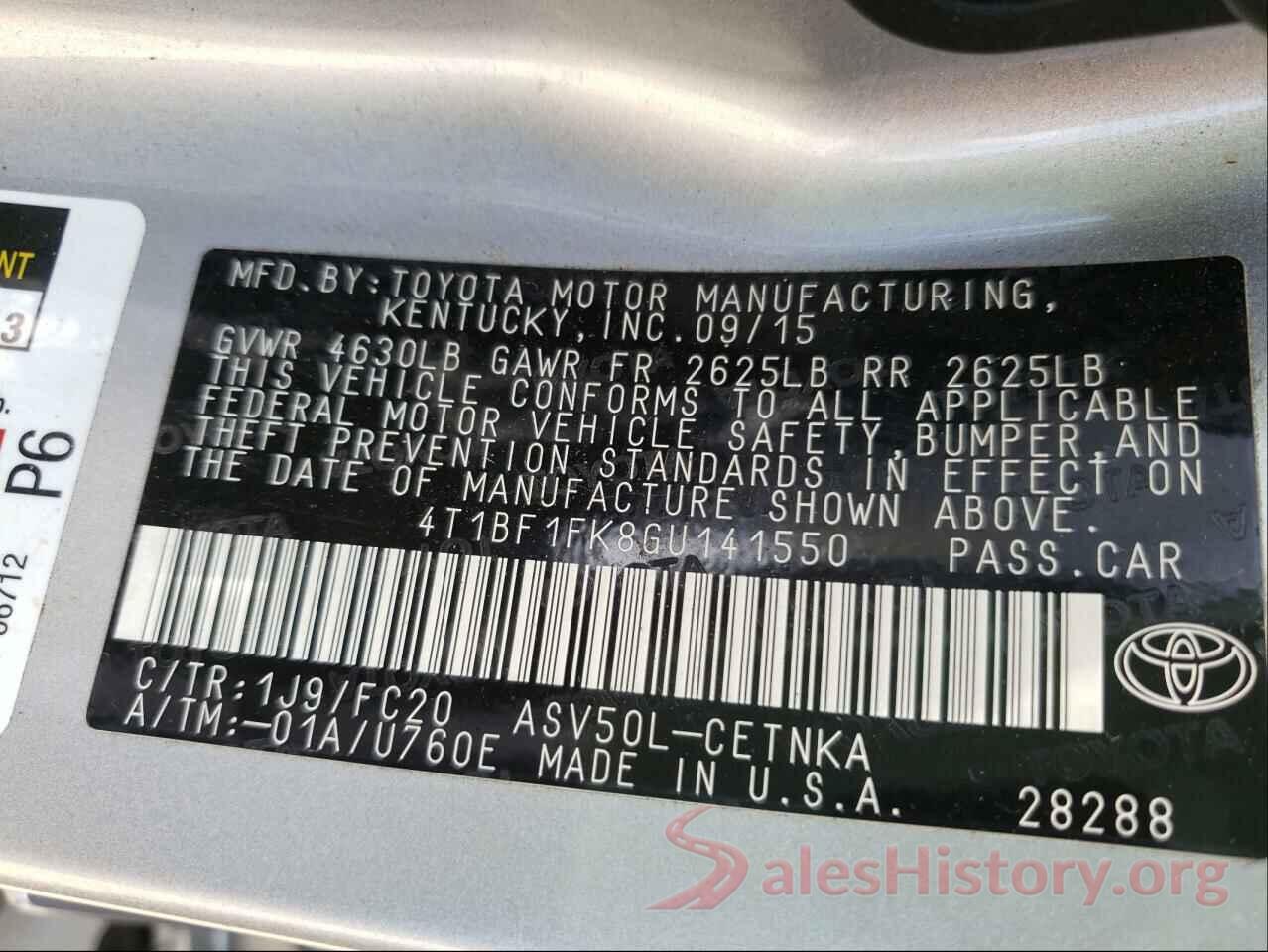 4T1BF1FK8GU141550 2016 TOYOTA CAMRY