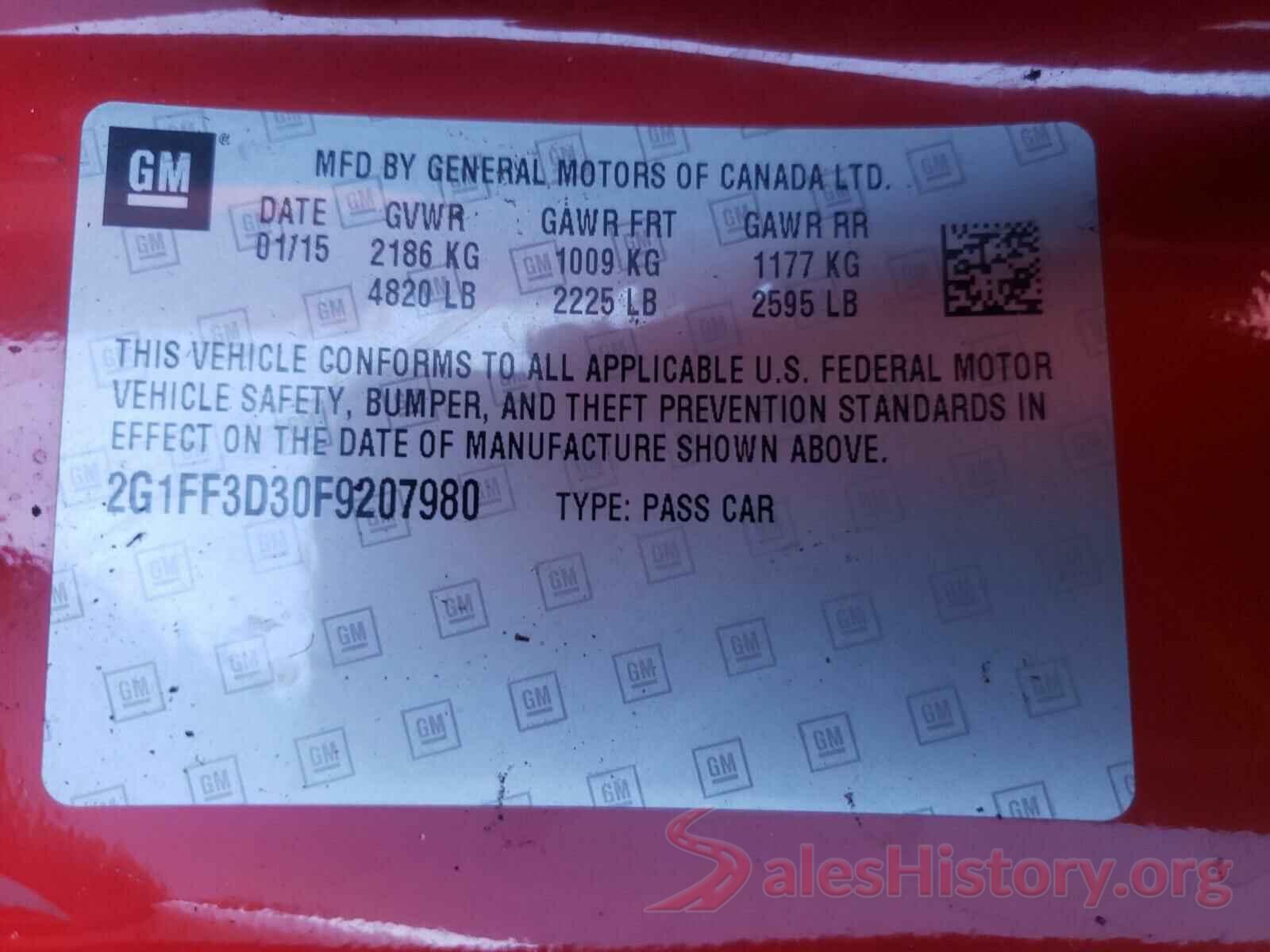 2G1FF3D30F9207980 2015 CHEVROLET CAMARO