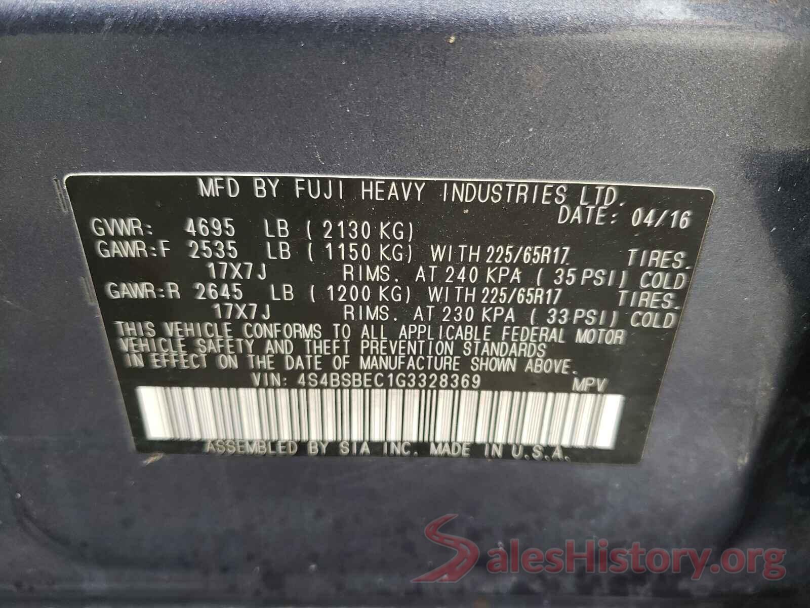 4S4BSBEC1G3328369 2016 SUBARU OUTBACK