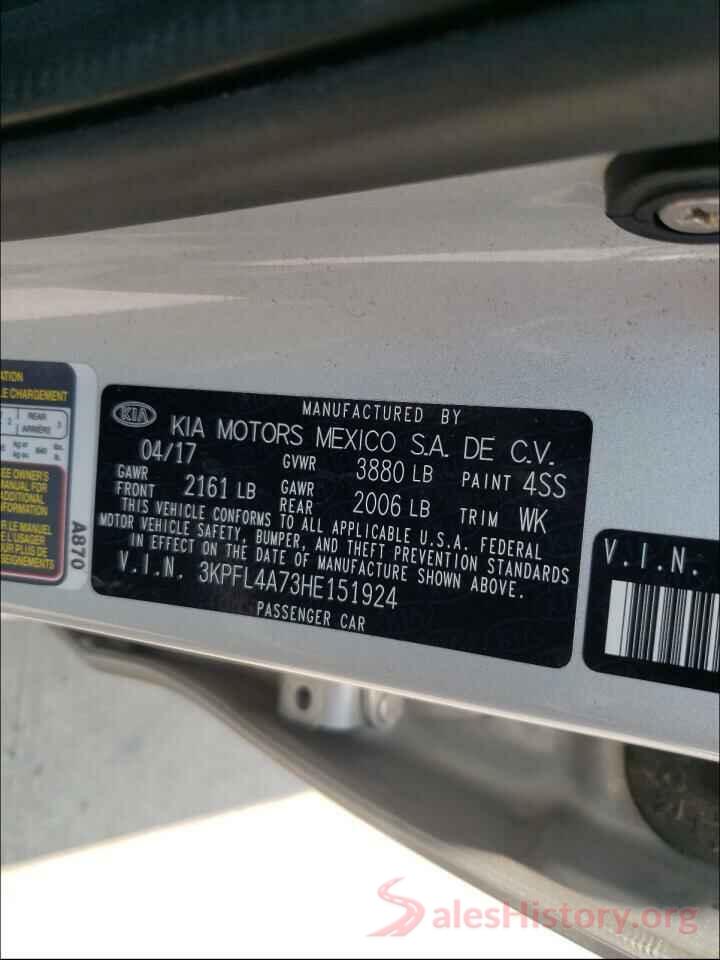 3KPFL4A73HE151924 2017 KIA FORTE