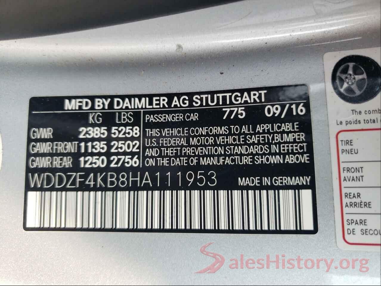 WDDZF4KB8HA111953 2017 MERCEDES-BENZ E-CLASS