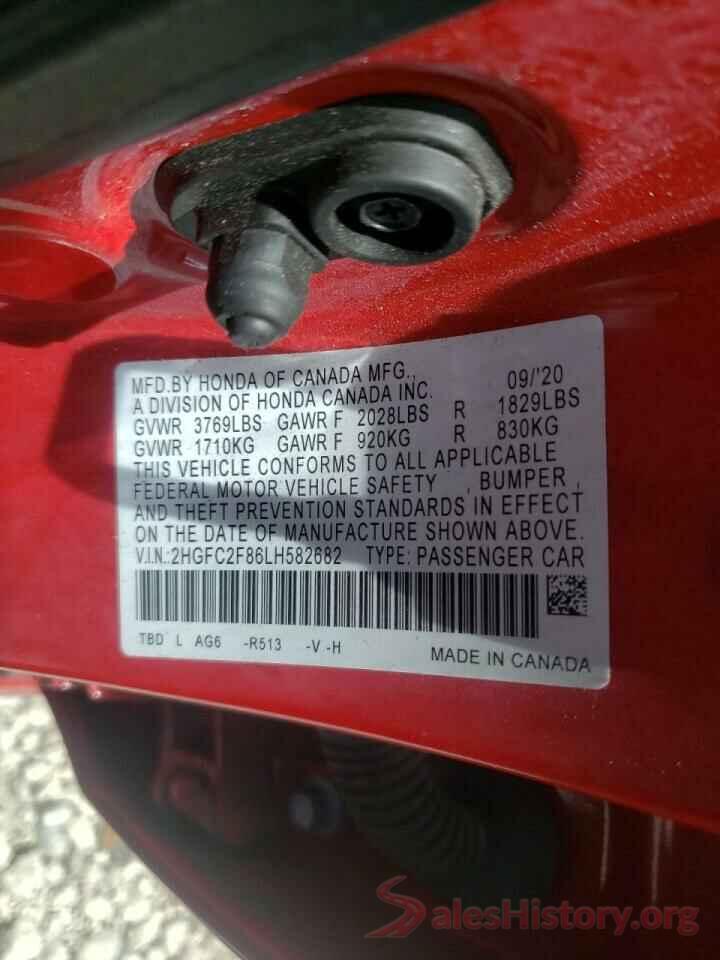 2HGFC2F86LH582682 2020 HONDA CIVIC