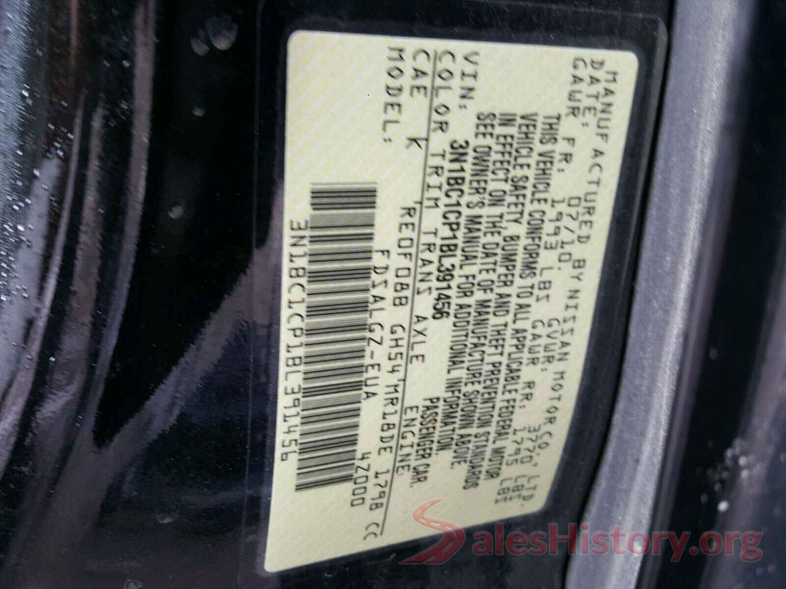 3N1BC1CP1BL391456 2011 NISSAN VERSA