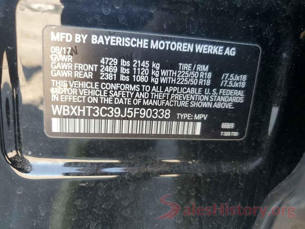 WBXHT3C39J5F90338 2018 BMW X1