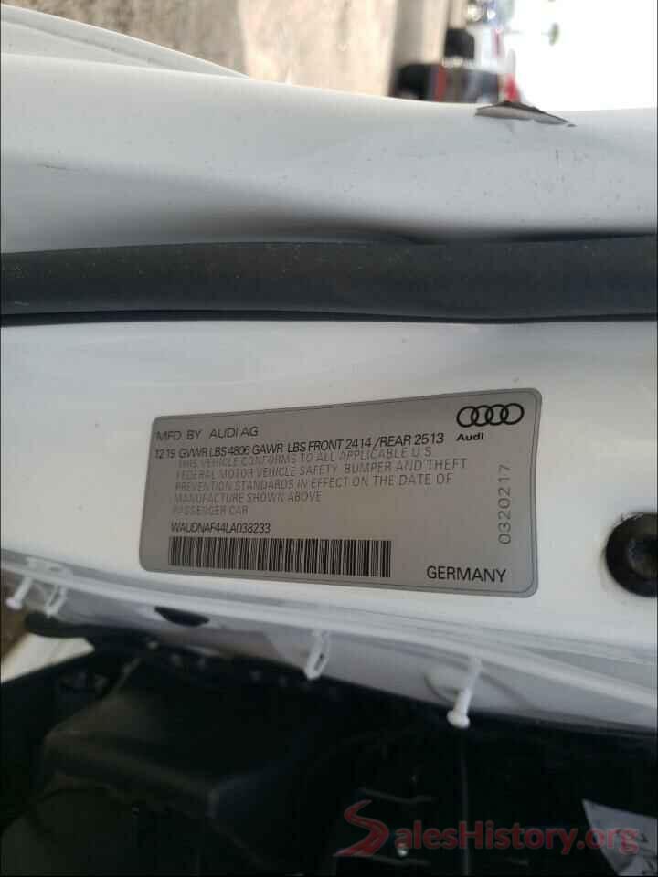 WAUDNAF44LA038233 2020 AUDI A4