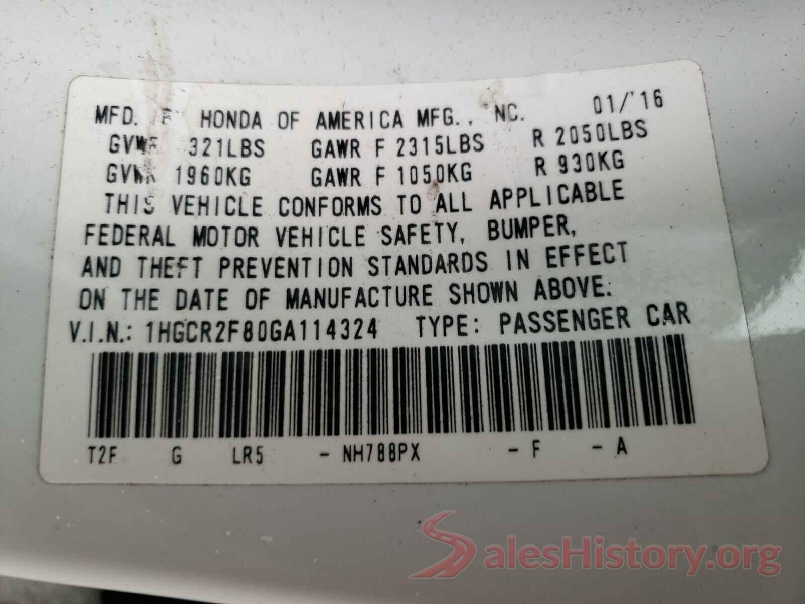 1HGCR2F80GA114324 2016 HONDA ACCORD